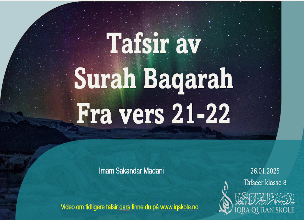 Dars 8, Tafsir av surah Baqarah, vers 21-22